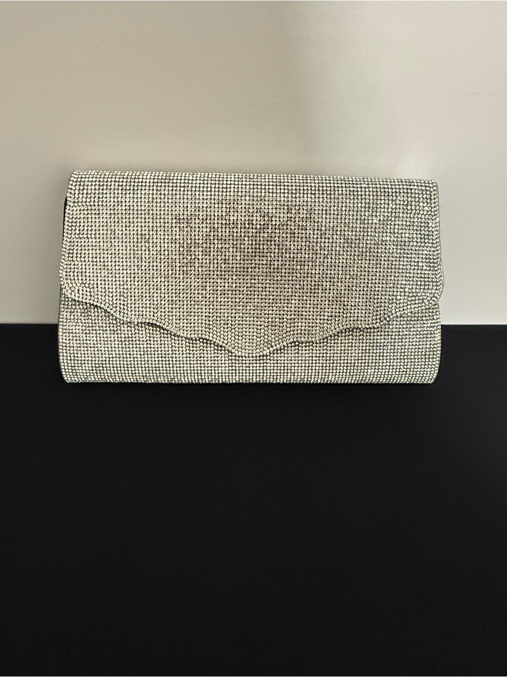 Evening Rhinestone Envelope Clutch Bag - Silver - Picture 2 of 5